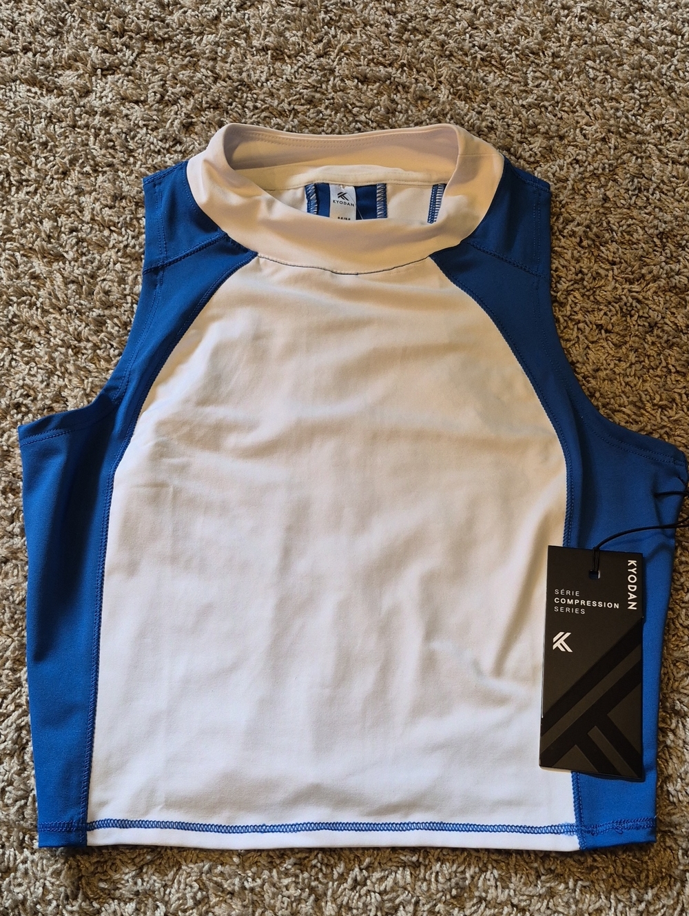 Kyodan Womens White and Blue Athletic Compression Tank